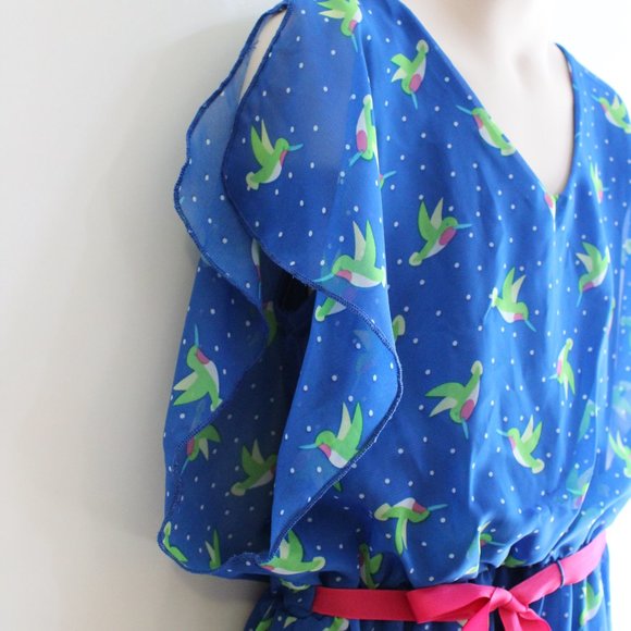 Route 66 Girl Dress Size 10 12 Chiffon Hummingbird - Picture 3 of 6